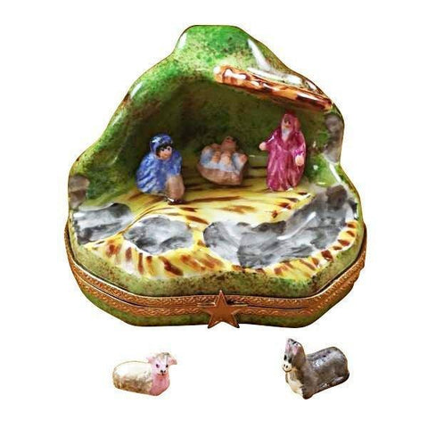 Nativity with 2 Removable Animals Porcelain Limoges nativity French Trinket Box