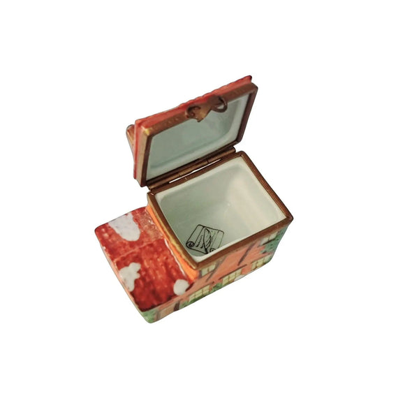 Neighborhood Snow House Cottage Porcelain Limoges xmas theme winter French Trinket Box