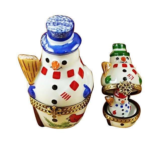 Nesting Snowman Set Porcelain Limoges snowman French Trinket Box