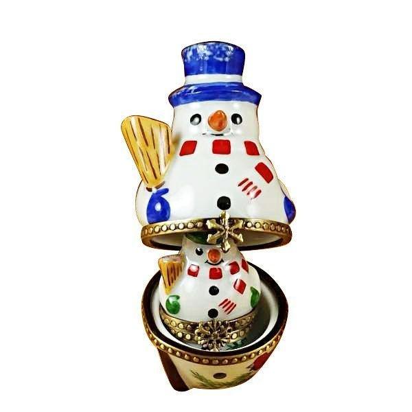 Nesting Snowman Set Porcelain Limoges snowman French Trinket Box