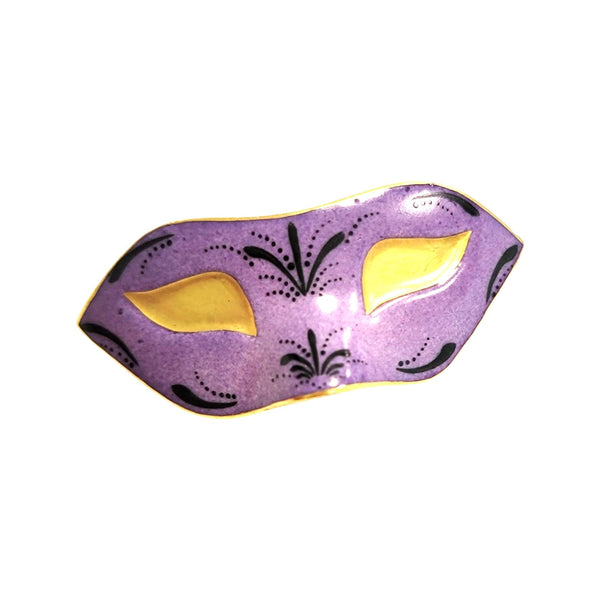 New Orleans Purple Mask Figurine Porcelain Limoges LIMOGES BOXES purse bag French Trinket Box