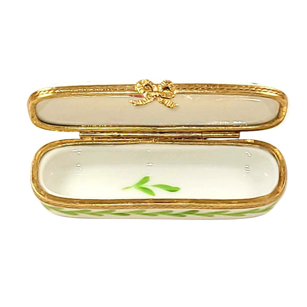 Oblong Happy Anniversary Porcelain Limoges anniversary wedding French Trinket Box