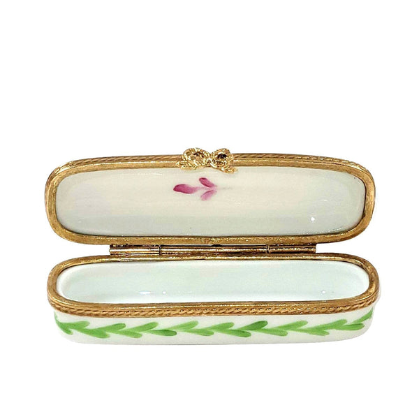 Oblong Happy Anniversary Porcelain Limoges anniversary wedding French Trinket Box