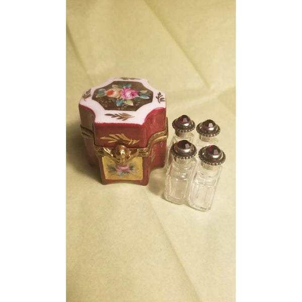 Octagonal Perfume Trinket Box Porcelain Limoges Perfume French Trinket Box