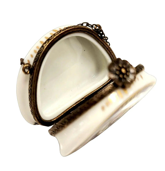 One of a Kind Blue Floral Box Porcelain Limoges purse trinket box French Trinket Box