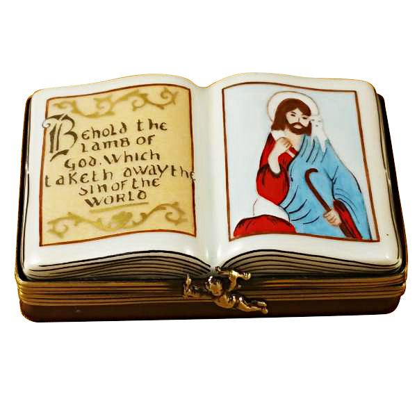 Open Bible Porcelain Limoges christian religious French Trinket Box