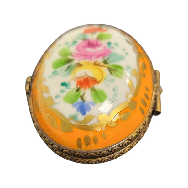 Orange Floral Limoges Box Porcelain Limoges LIMOGES BOXES traditional French Trinket Box