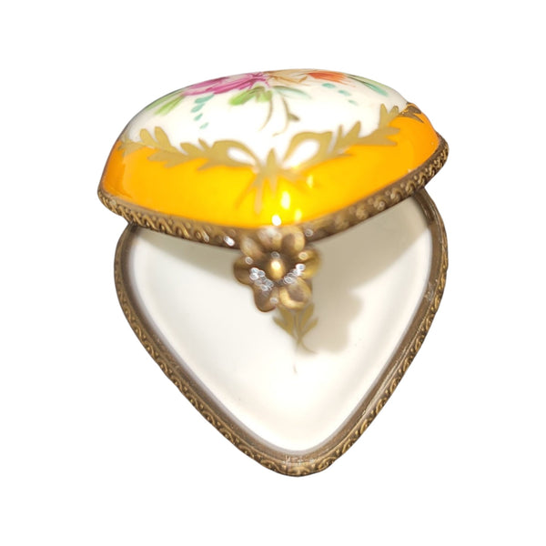 Orange Heart Floral Limoges Box Porcelain Limoges hearts LIMOGES BOXES French Trinket Box