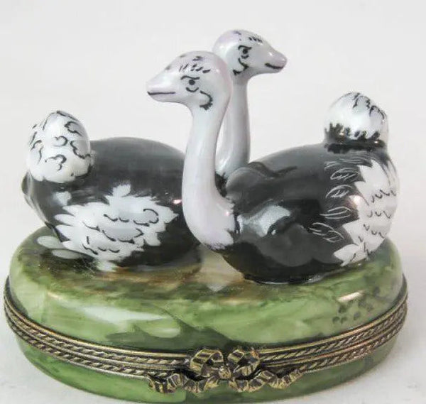 Ostridge Duo Porcelain Limoges bird limoges boxes French Trinket Box