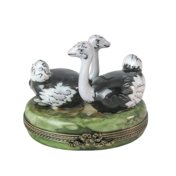 Ostridge Duo Porcelain Limoges bird limoges boxes French Trinket Box