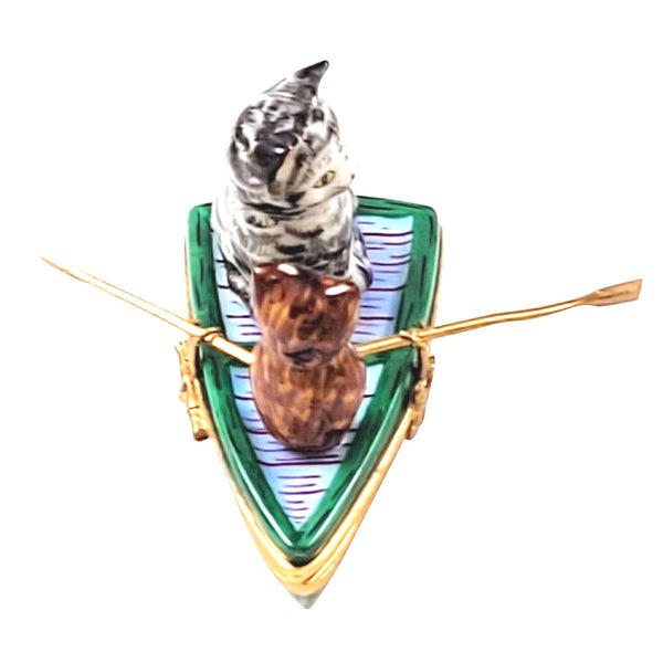 Owl and Pussy Cat Porcelain Limoges cat bird book kids French Trinket Box