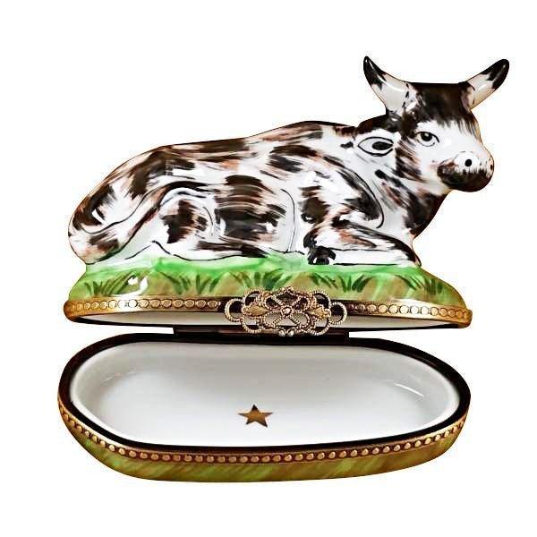 Ox Porcelain Limoges nativity wild animals French Trinket Box
