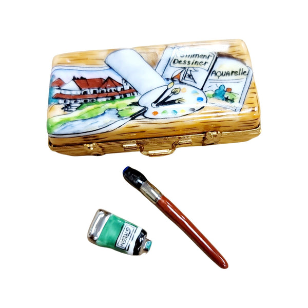 Paint Brush Limoges Box Figurine Porcelain Limoges fine art Baby LIMOGES BOXES French Trinket Box