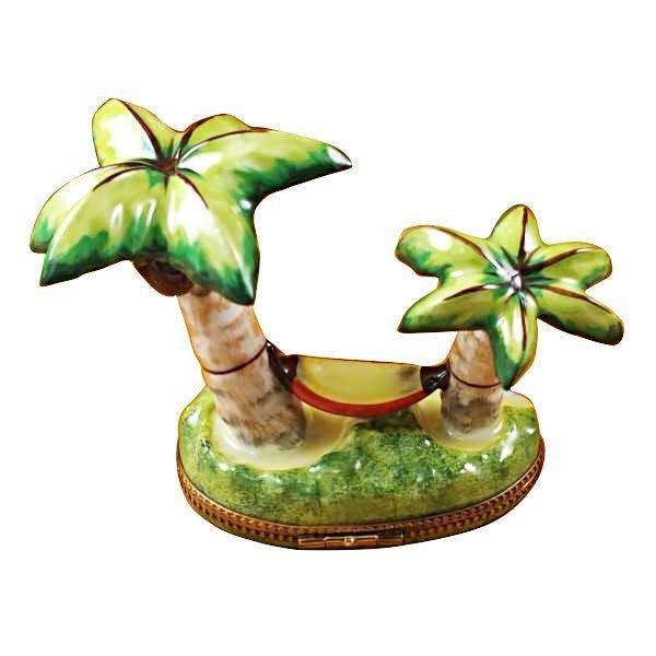 Palm Tree with Hammock Porcelain Limoges ocean beach travel French Trinket Box