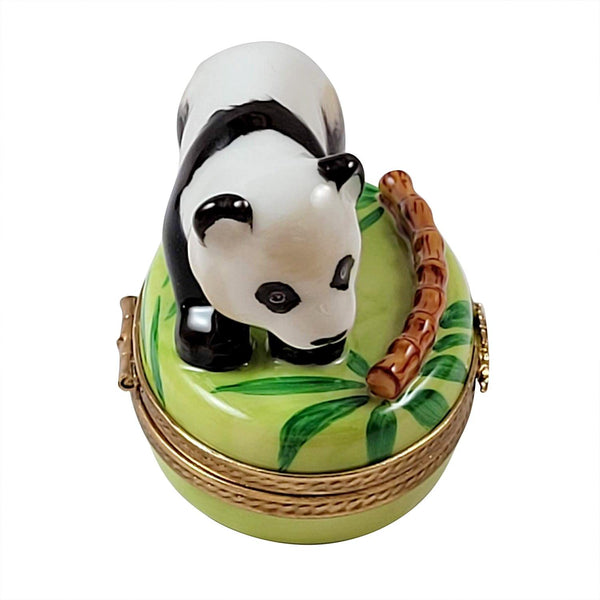 Panda Bear w Bamboo Porcelain Limoges bear World Travel French Trinket Box