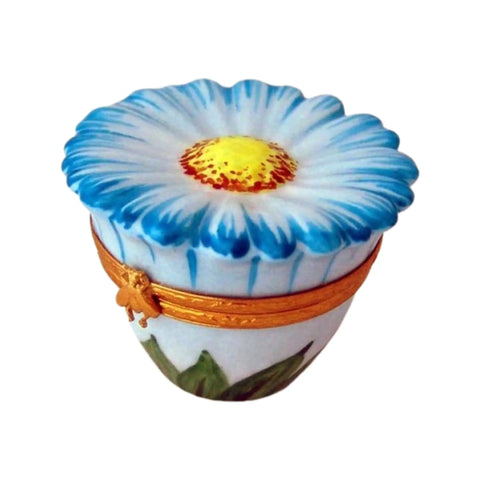 Pansy: Blue Porcelain Limoges garden flowers French Trinket Box