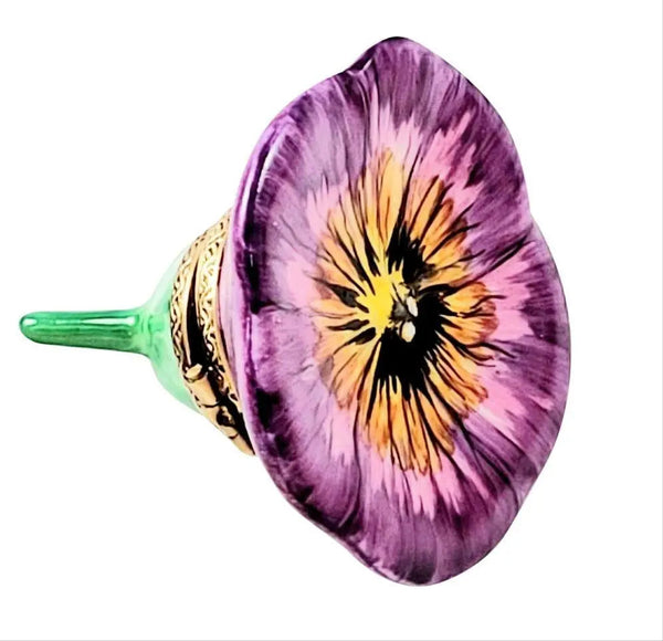 Pansy Purple Porcelain Limoges garden flowers French Trinket Box