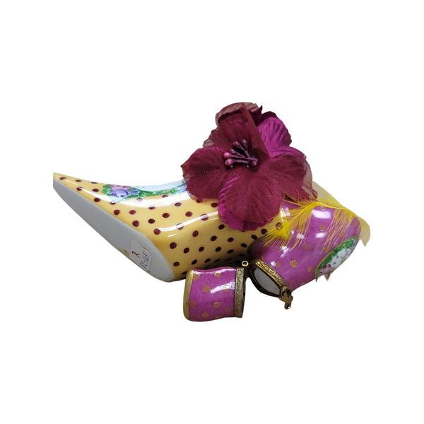 Elegant Parisian Shoe Box Porcelain Limoges LIMOGES BOXES shoes hat French Trinket Box