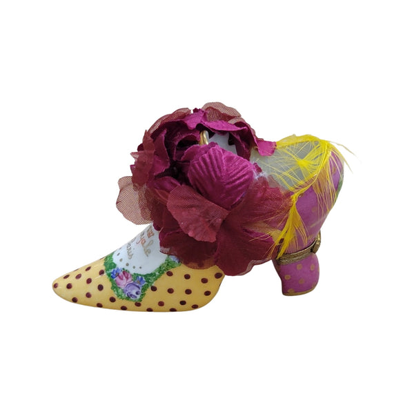 Elegant Parisian Shoe Box Porcelain Limoges LIMOGES BOXES shoes hat French Trinket Box