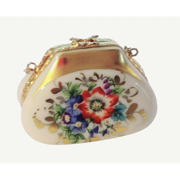Pastel Floral Limoges Trinket Box Porcelain Limoges purse Decal limoges box bags ladies French Trinket Box