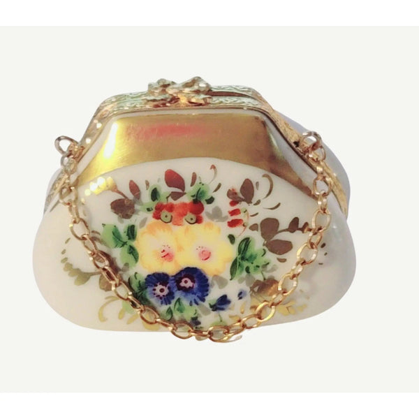 Pastel Floral Limoges Trinket Box Porcelain Limoges purse Decal limoges box bags ladies French Trinket Box