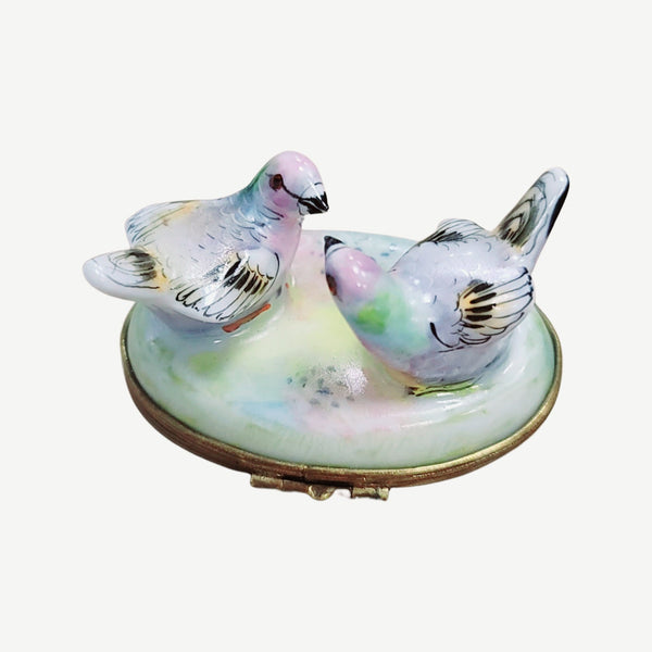 Pastel Pigeons Porcelain Elegance Porcelain Limoges bird LIMOGES BOXES French Trinket Box