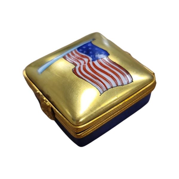 Patriotic American Flag Limoges Box Porcelain Limoges united states patriotic French Trinket Box