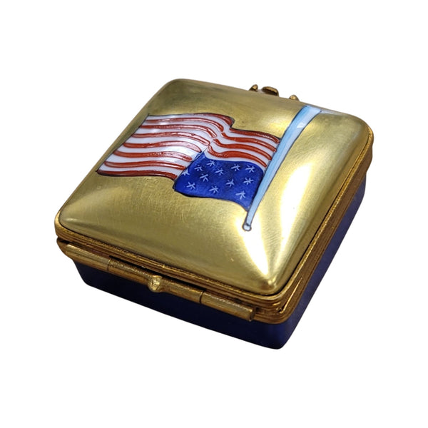 Patriotic American Flag Limoges Box Porcelain Limoges united states patriotic French Trinket Box