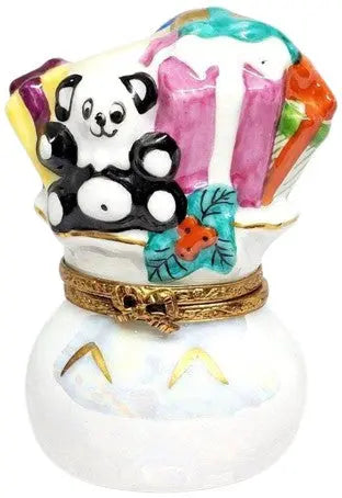 Pearl Christmas Gift Sack Limoges Box Porcelain Limoges xmas theme French Trinket Box