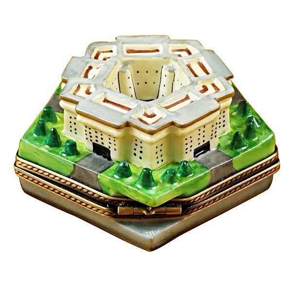 Pentagon Porcelain Limoges monuments united states patriotic French Trinket Box