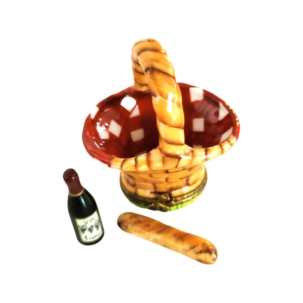 Picnic Basket with Wine Delight Porcelain Limoges Beach Home French Trinket Box