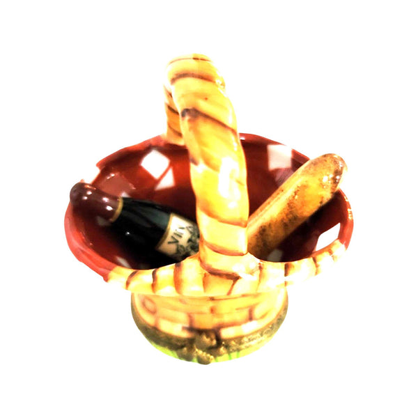 Picnic Basket with Wine Delight Porcelain Limoges Beach Home French Trinket Box