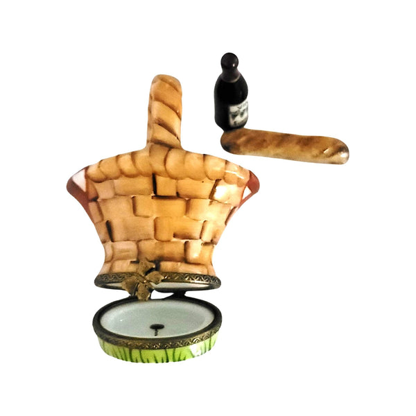 Picnic Basket with Wine Delight Porcelain Limoges Beach Home French Trinket Box