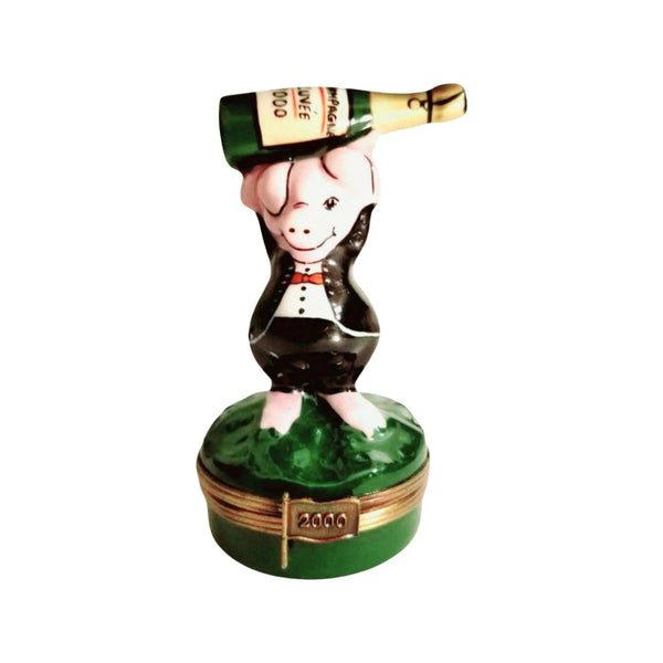 Pig Celebration Wine Box Porcelain Limoges pig farm Limoges Box Travel French Trinket Box