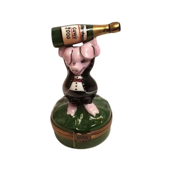 Pig Celebration Wine Box Porcelain Limoges pig farm Limoges Box Travel French Trinket Box