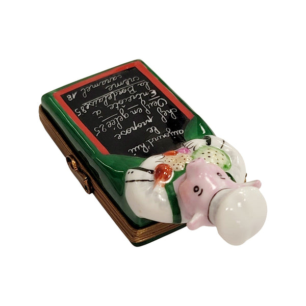 Pig Chef Culinary Delight Porcelain Limoges Pig Professional Food French Trinket Box