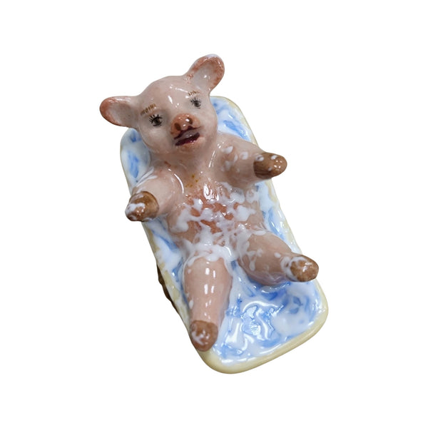 Pig in Luxurious Bathtub Porcelain Limoges Limoges Box pig farm French Trinket Box