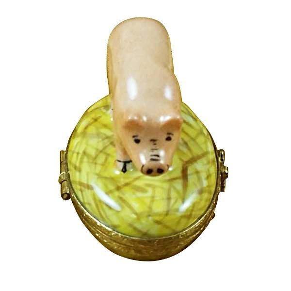 Pig on Straw limoges box Porcelain Limoges French Trinket Box