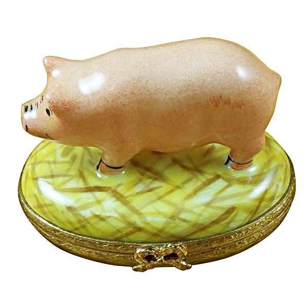 Pig on Straw limoges box Porcelain Limoges French Trinket Box