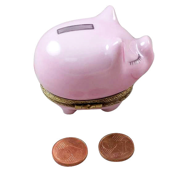 Piggy Bank w Removable Coins Porcelain Limoges farm professional baby French Trinket Box