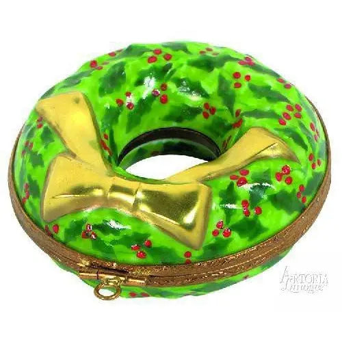 Artoria Evergreen Pine Wreath Limoges Christmas Box, view 6