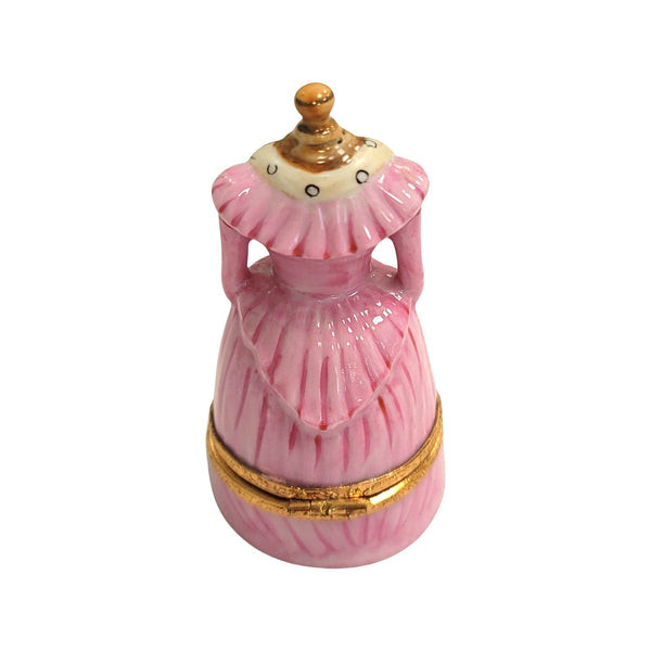 Pink Antique Dress Figurine Porcelain Limoges Limoges Box Women shoes hat bags suitcase mother French Trinket Box