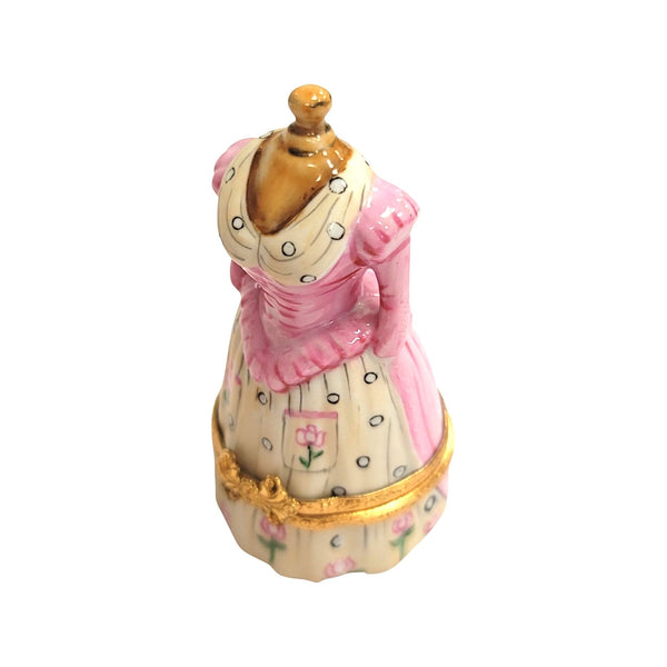 Pink Antique Dress Figurine Porcelain Limoges Limoges Box Women shoes hat bags suitcase mother French Trinket Box