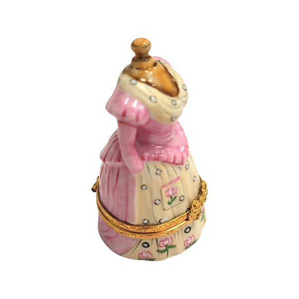 Pink Antique Dress Figurine Porcelain Limoges Limoges Box Women shoes hat bags suitcase mother French Trinket Box