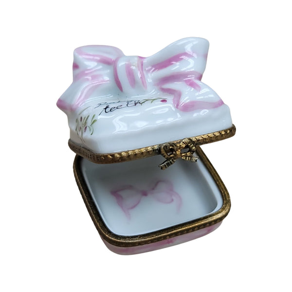 Pink Baby Teeth Treasure Box Porcelain Limoges Baby French Trinket Box