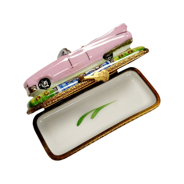 Pink Cadillac Convertible Limoges Box Porcelain Limoges limoges box moving vehicals car French Trinket Box