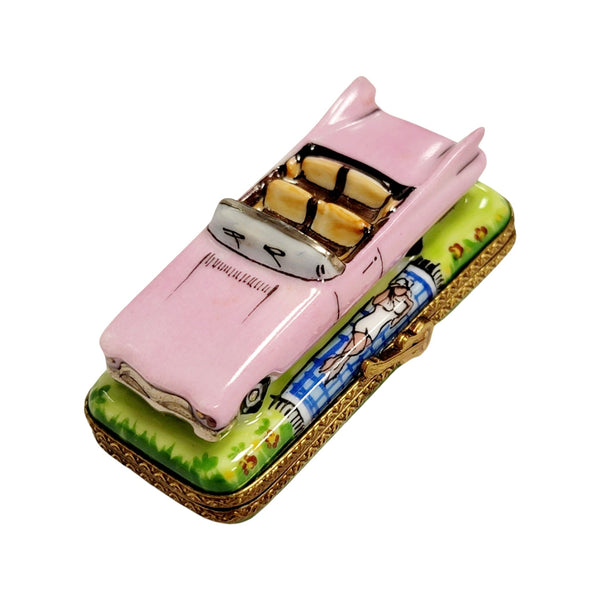 Pink Cadillac Convertible Limoges Box Porcelain Limoges limoges box moving vehicals car French Trinket Box
