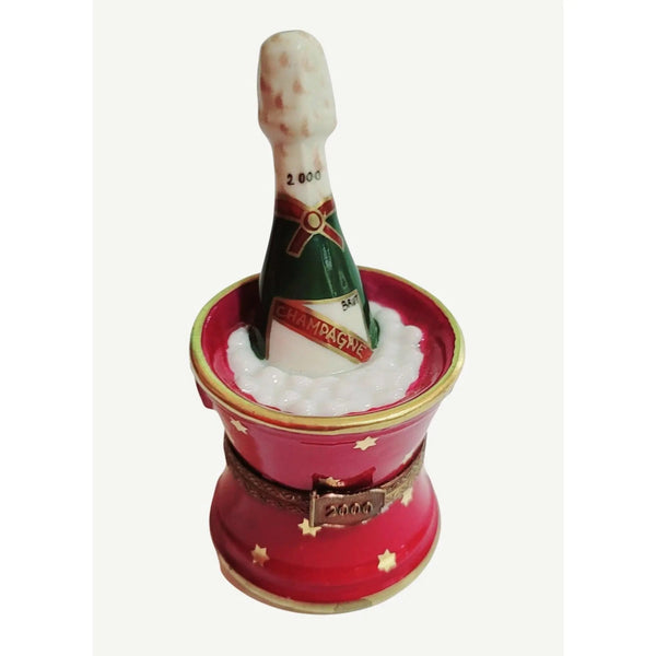 Pink Champagne Ice Bucket Box Porcelain Limoges WINE LIMOGES BOXES special French Trinket Box