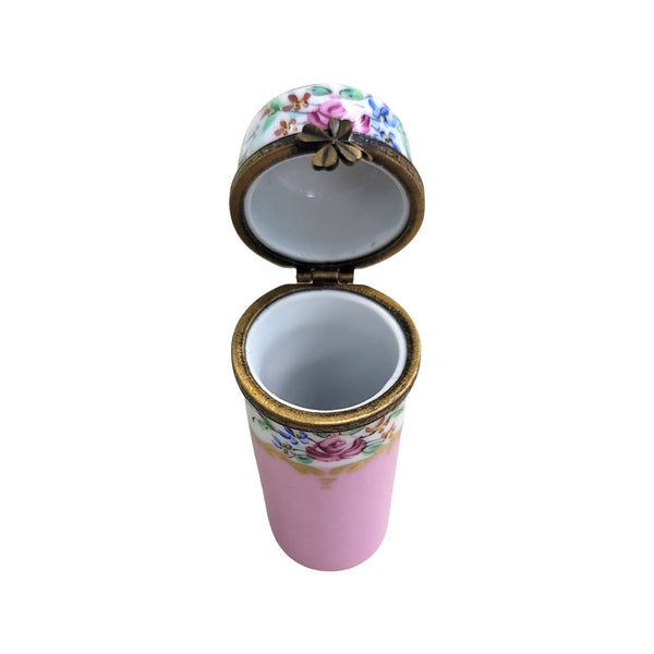 Pink Floral Cylinder Box Porcelain Limoges LIMOGES BOXES traditional French Trinket Box