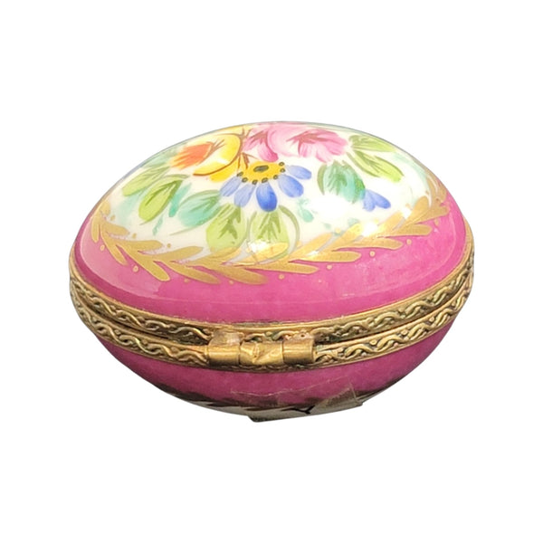 Pink Floral Elegance Egg Porcelain Limoges egg LIMOGES BOXES French Trinket Box